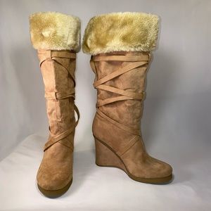 Xhilaration Faux Shearling Wedge Boots